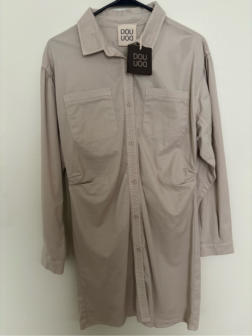 DOUUOD Beige Button-Up Shirt Dress 14Y girls